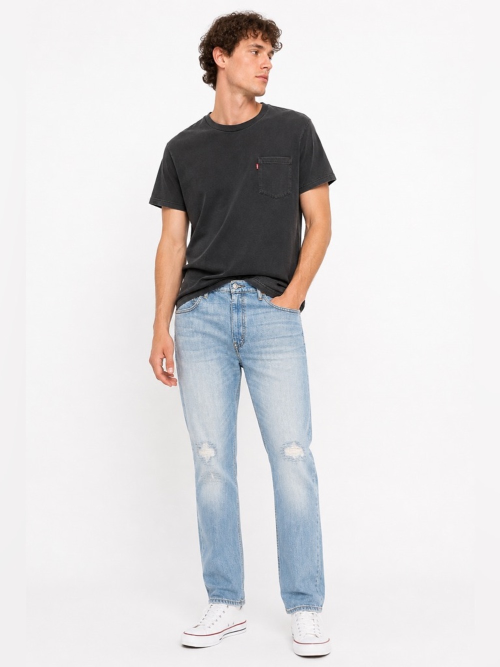 Levi’s 511 Slim Fit Light Wash Distressed Streetwear Stretch Casual Jeans 36x30
